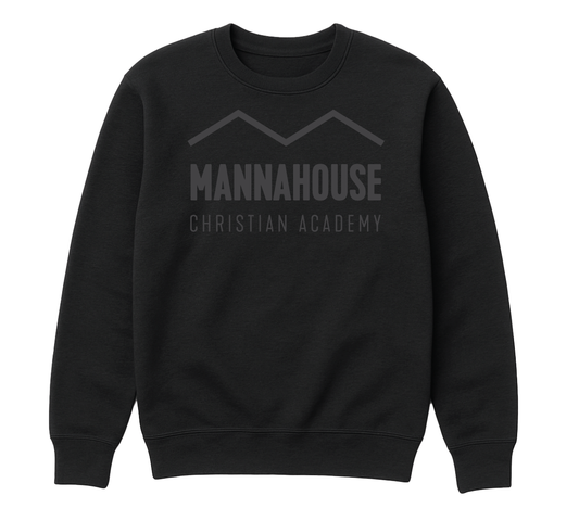 Adult Wordmark Crew Neck - Black on Black